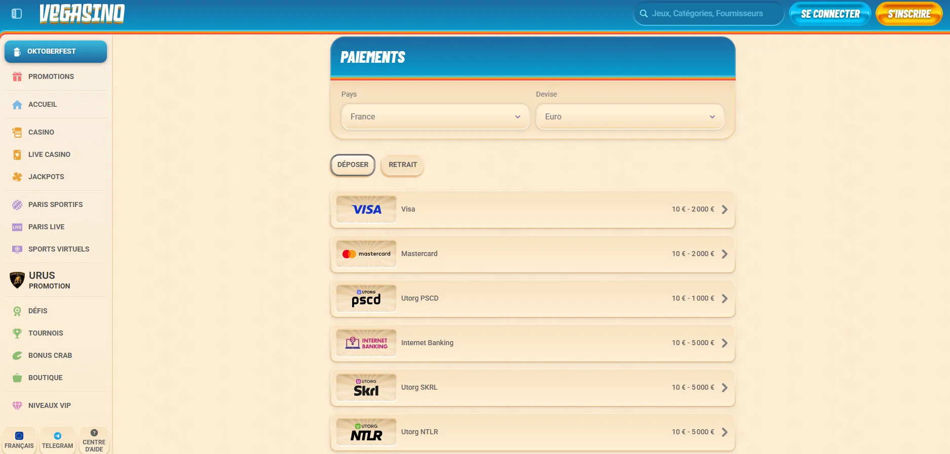 Les options de paiement Vegasino - méthodes de dépôt et de retrait. Les options de paiement Vegasino.